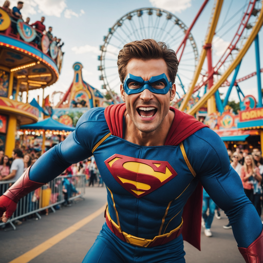 Superman Takes a Spin at the Amusement Park!