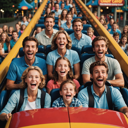 Rollercoaster of Joy: Faces Lit Up by the Thrill of the Ride