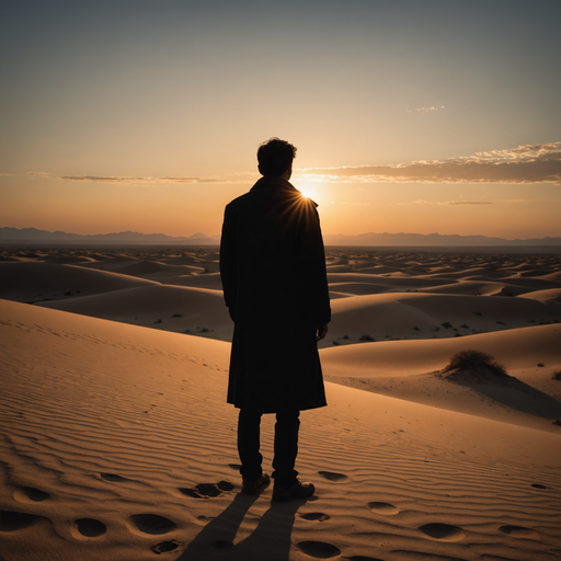 Silhouetted Solitude: A Moment of Contemplation in the Desert