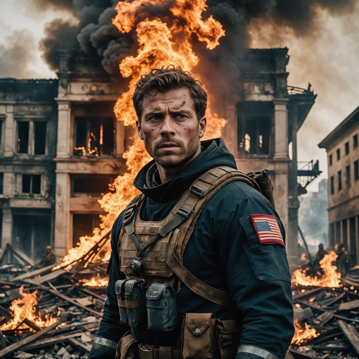 Soldier Stands Amidst the Ruins of War