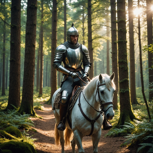 A Knight’s Journey Through Sun-Dappled Woods