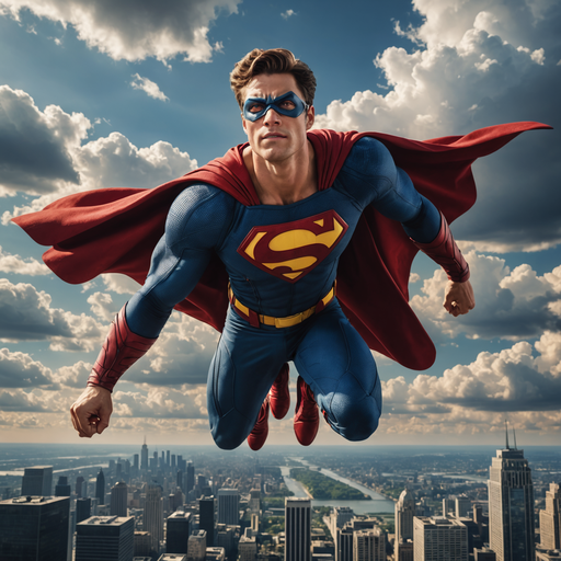 Soaring High: A Superhero’s Triumphant Flight