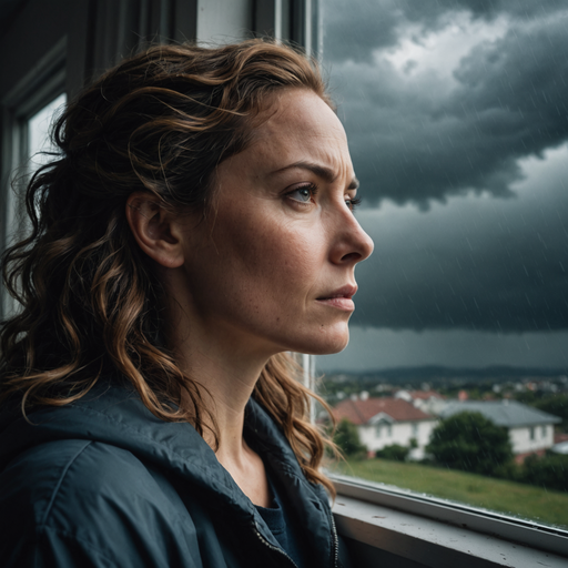 A Stormy Outlook: A Woman’s Pensive Gaze