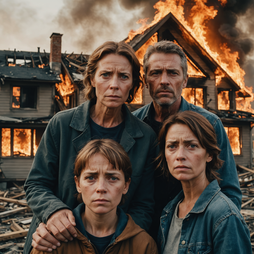 Family Watches in Despair as Their Home Burns