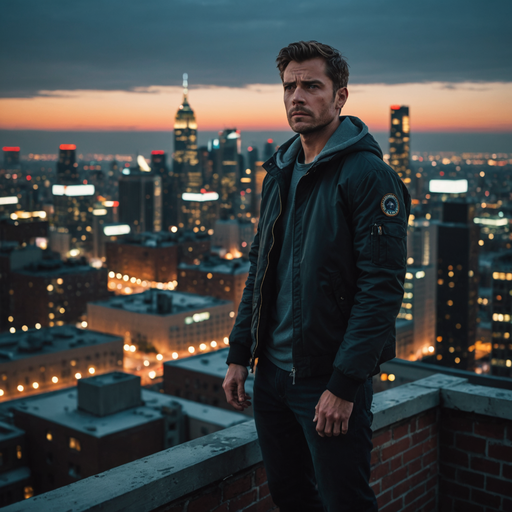 Silhouette of Mystery: A Man on the Rooftop