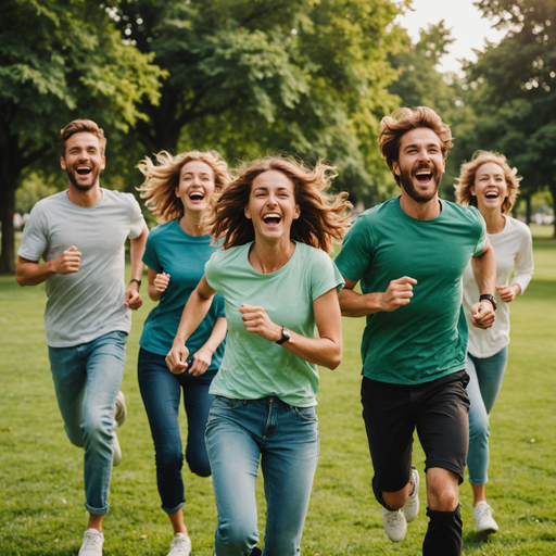 Friends Run Through Park, Embracing Pure Joy