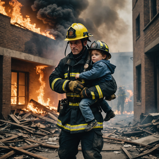 Heroic Firefighter Rescues Child from Burning Building