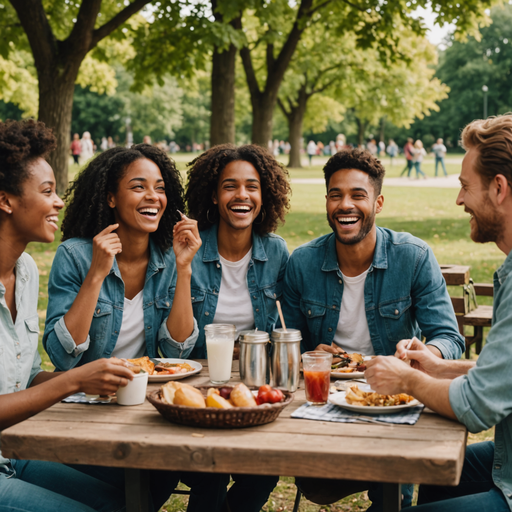 Sunny Day Picnics and Laughter: Friends Enjoying the Good Times