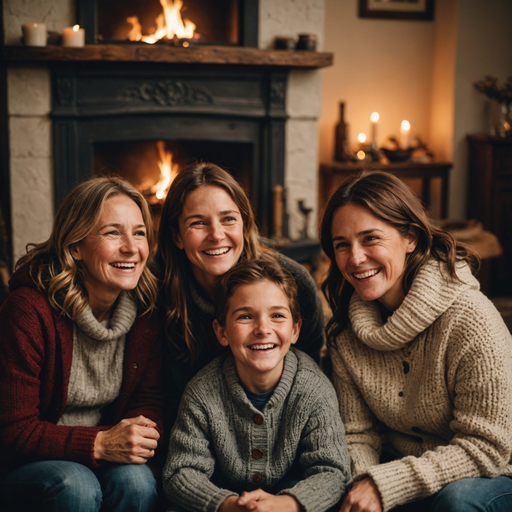 Cozy Holiday Gathering by the Fireplace