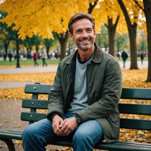 Autumn Bliss: A Man Finds Peace in the Golden Leaves