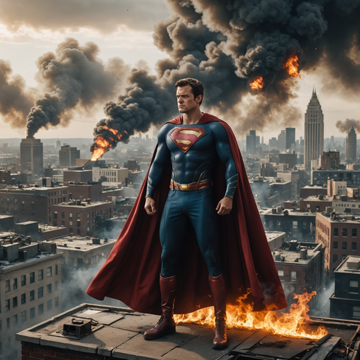 Superman Stands Against the Flames