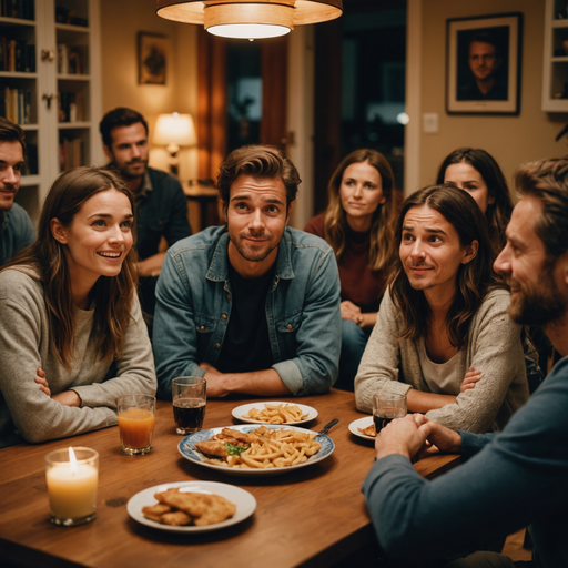 Warmth and Intimacy: Friends Gather for a Casual Dinner