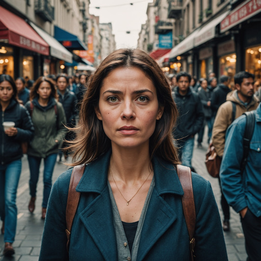 Lost in the City: A Woman’s Mysterious Gaze