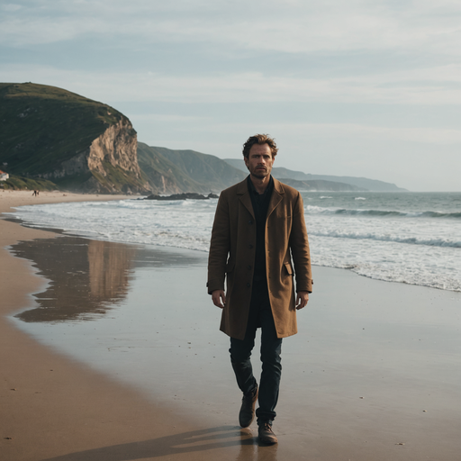 Lost in the Vastness: A Man’s Solitary Walk on the Beach