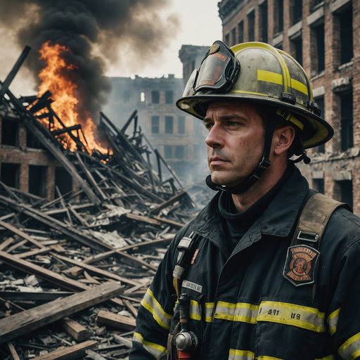 Firefighter Stands Tall Amidst Blazing Inferno