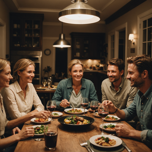 Intimate Gathering: Friends Share a Meal and Laughter