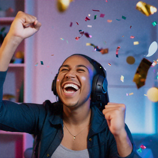 Confetti Celebration: Young Man’s Joyful Victory