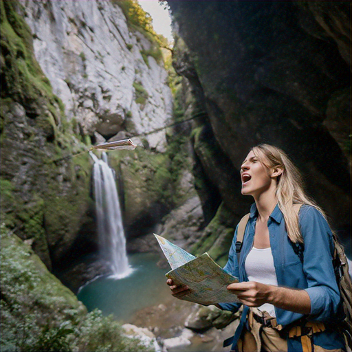 Lost in Wonder: A Young Woman Explores a Majestic Waterfall