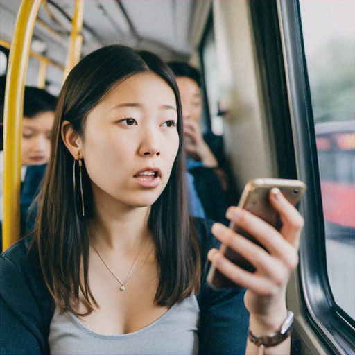 Intrigued by the Screen: A Moment of Curiosity on the Bus