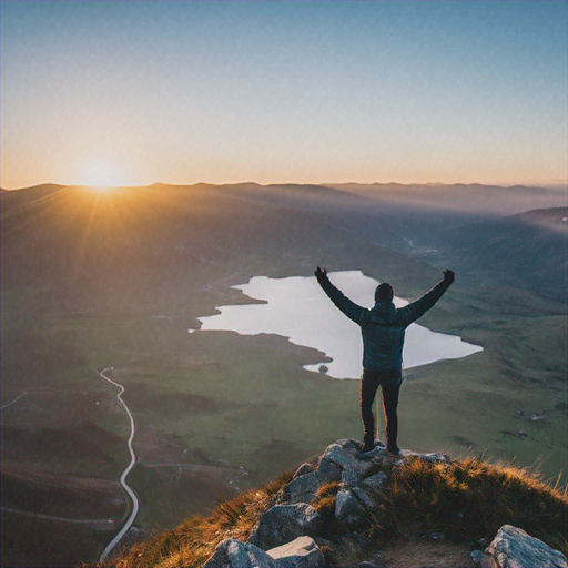 A Moment of Majesty: Hiker Silhouetted Against a Sunset Panorama