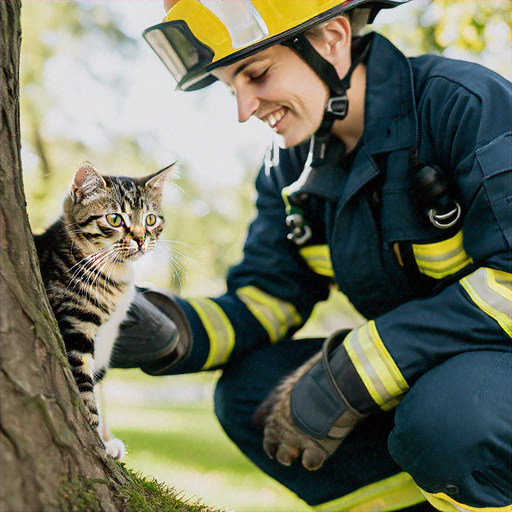 Firefighter Finds Unlikely Friend in Tabby Cat