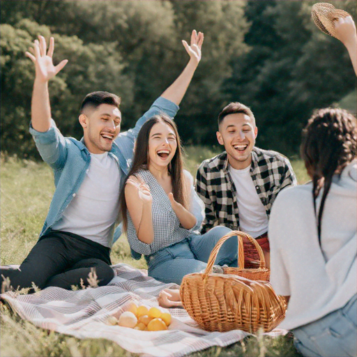 Laughter and Sunshine: Friends Enjoy a Perfect Picnic