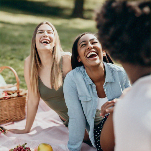 Laughter and Sunshine: Friends Enjoy a Perfect Picnic Day