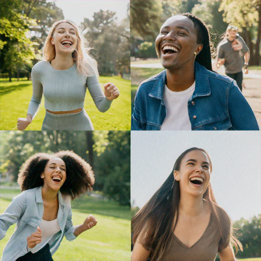 Laughter and Joy: Four Friends Share a Moment of Happiness