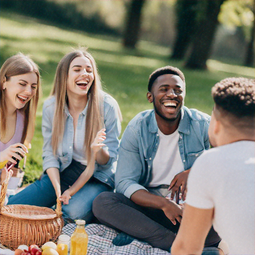 Friends Enjoying a Sunny Picnic in the Park