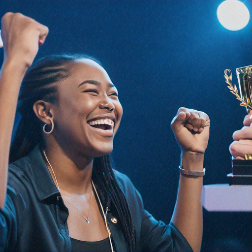 Victory Dance! Woman Celebrates Triumph with Joyful Laughter