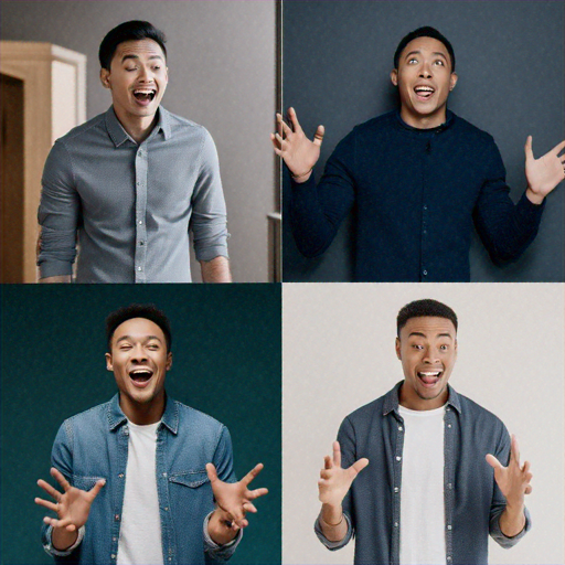 A Man of Many Surprises:  Four Poses, One Curious Expression