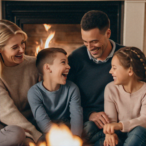 The Warmth of Family: A Moment of Joy by the Fireplace