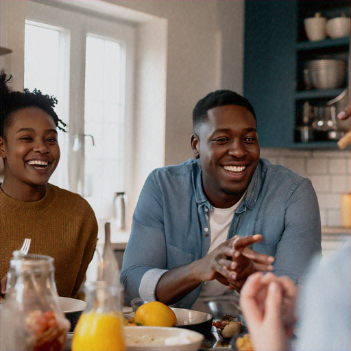 Sharing Smiles and Good Food: A Moment of Joy and Togetherness