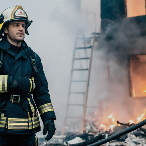 Firefighter Stands Tall Amidst Blazing Inferno