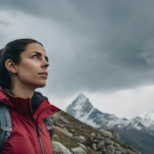 A Woman’s Hopeful Gaze Towards the Mountains