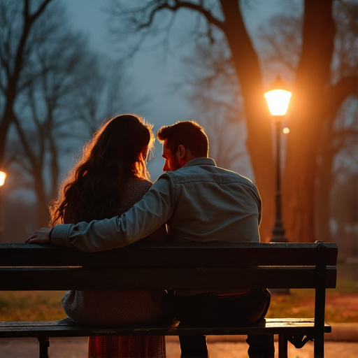 Dusk Romance: A Couple’s Intimate Moment Captured in Light and Shadow