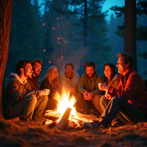 Campfire Camaraderie: Friends Gather for a Night of Laughter and Joy