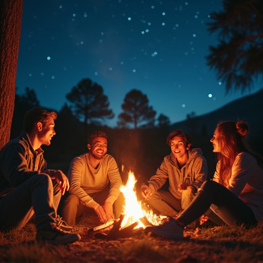 Campfire Companionship Under a Starry Sky