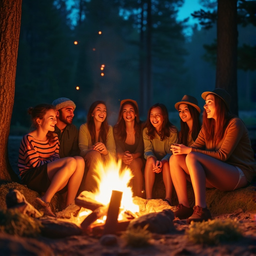 Campfire Glow: Friends, Laughter, and Warm Memories