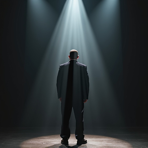 Power in the Shadows: A Man’s Silhouette in a Dramatic Spotlight