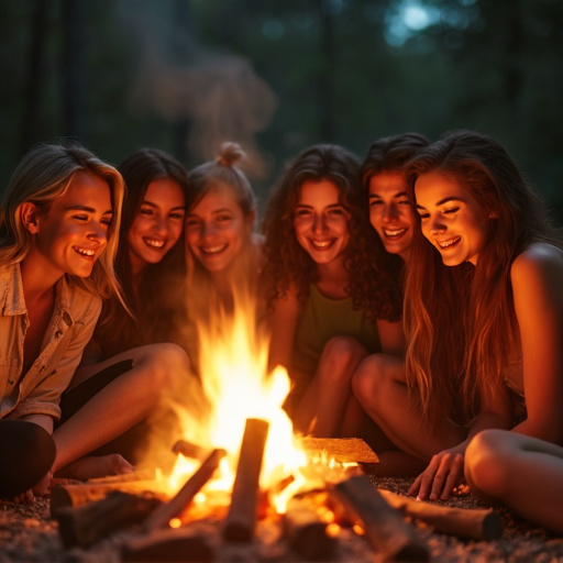 Campfire Glow: A Night of Friendship and Nostalgia