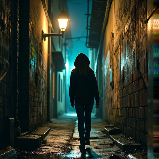 Mystery in the Shadows: A Hooded Figure Walks a Lonely Path