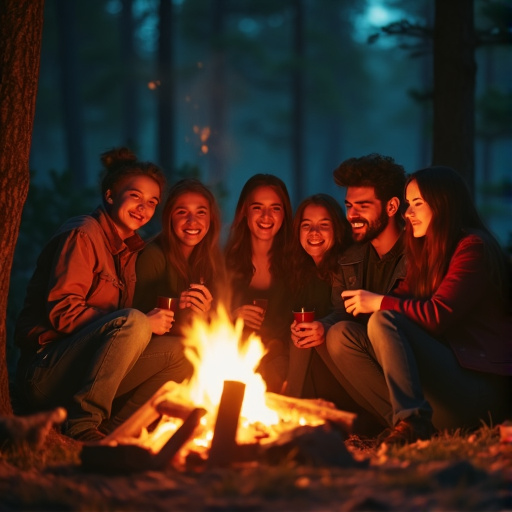 Campfire Companionship: A Warm and Cozy Gathering in the Woods