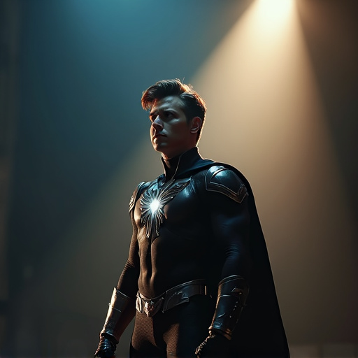 Superhero in the Spotlight: A Dramatic Portrait of Power