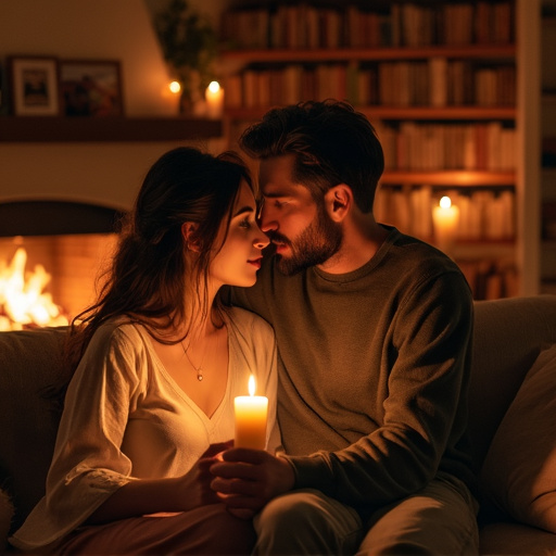 A Cozy Embrace: A Romantic Moment by the Fireplace