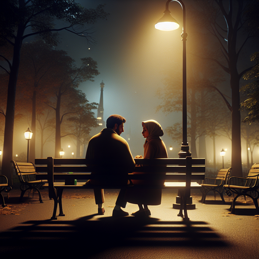 Silhouetted Romance Under the Streetlamp