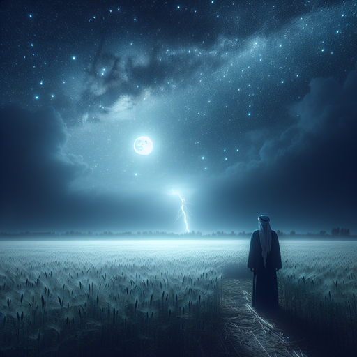 A Solitary Figure Under a Mystical Night Sky