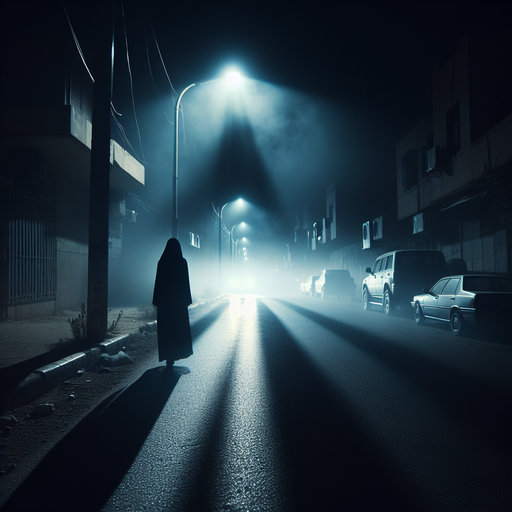 Mystery in the Mist: A Lone Figure Walks the Night