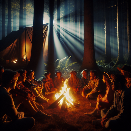 Campfire Tales: Friends Gather Under a Starry Sky