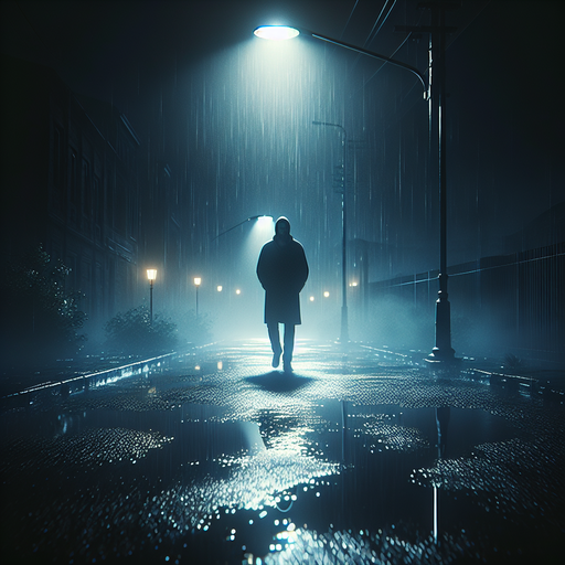 Lost in the Fog: A Solitary Figure Walks Through the Rain